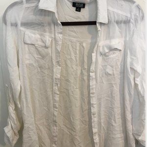 White Button Up with Curved Hem